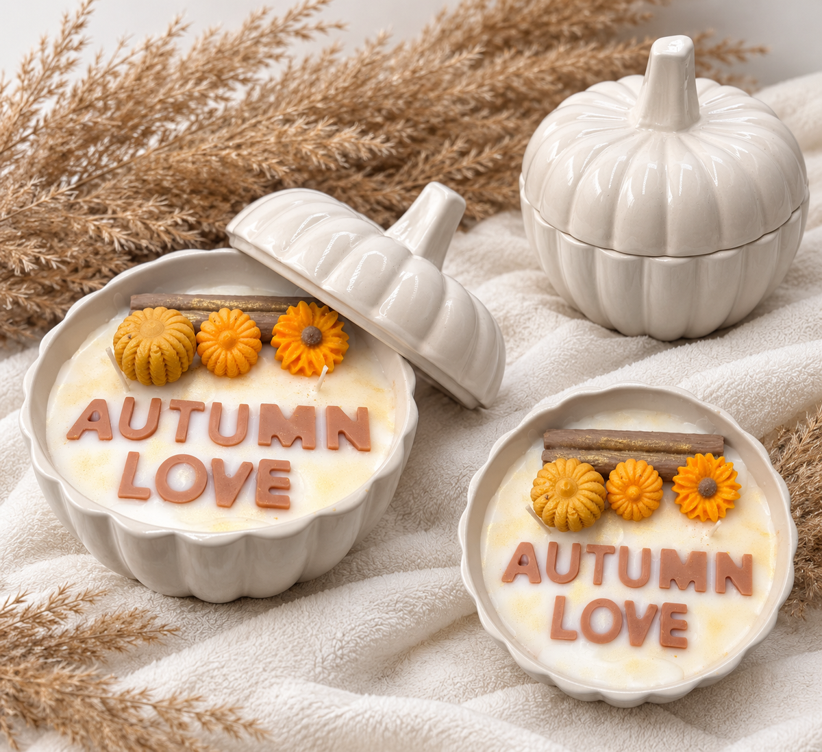 🍂 Autumn Love&nbsp; – Duftkerze im Keramikkürbis mit Vanilla-Creme-Brulee-Duft