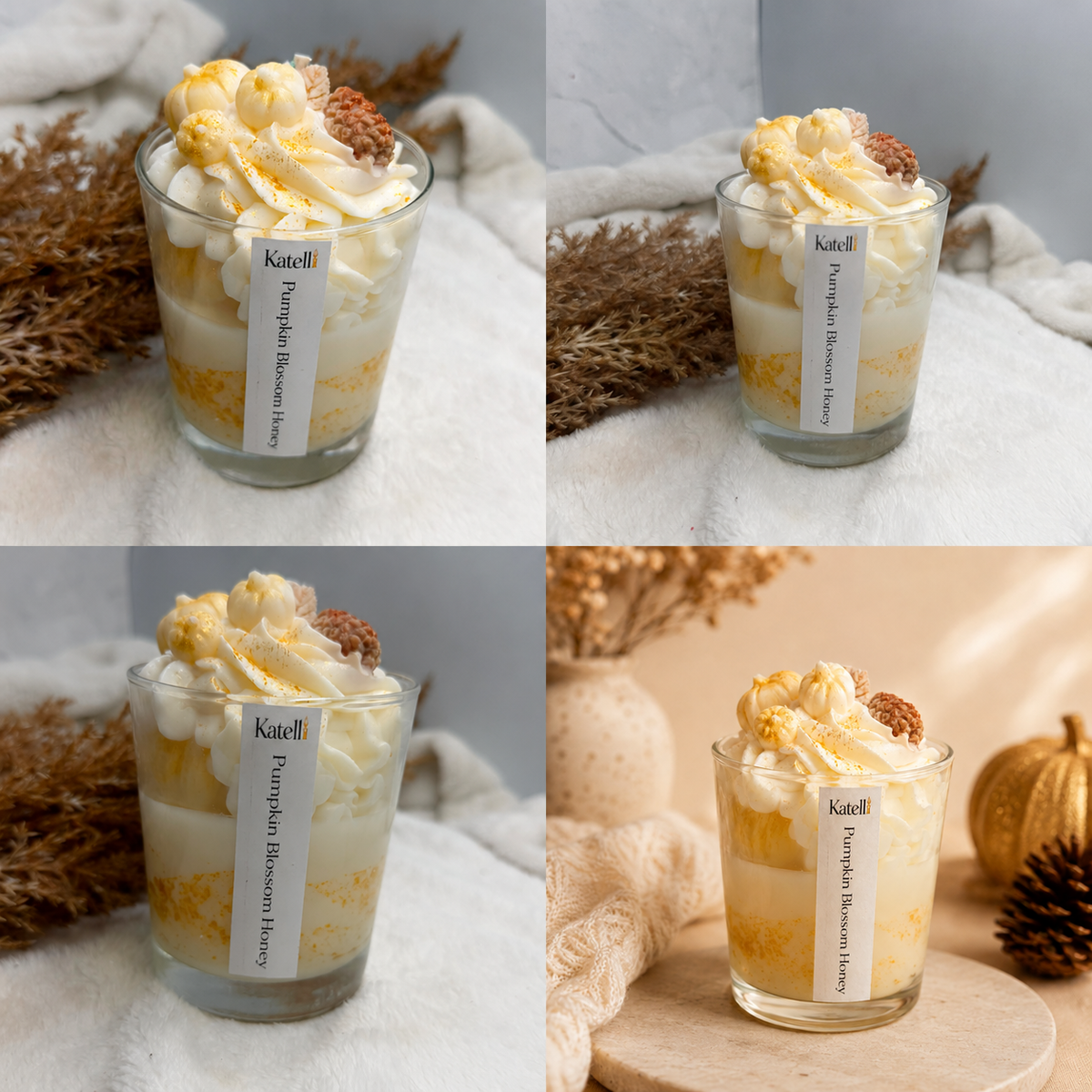 Pumpkin Blossom Honey Duftkerze 230 ml von KATELLI aus mehreren Blickwinkeln